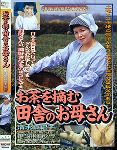 お茶を摘む田舎のお母さん